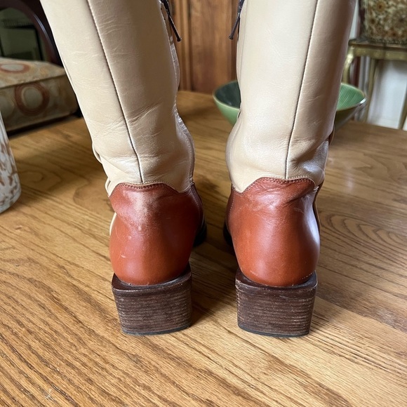 Tan and Brown Heeled Boots - Picture 9 of 9